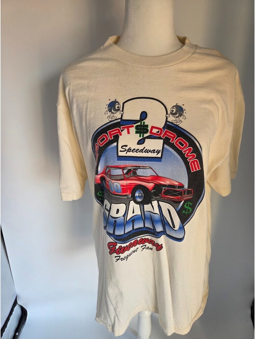 Vintage Sportdrome Speedway Grand Giveaway Racing T-Shirt Large USA Made